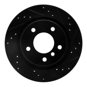 BMW 325I Brake Rotor (1) - Rear Right - R1 Concepts - Drilled & Slotted - Black - `99-`06